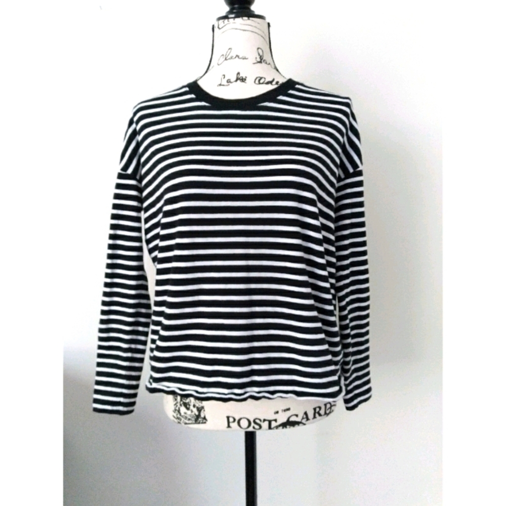 Madewell black and white striped shirt